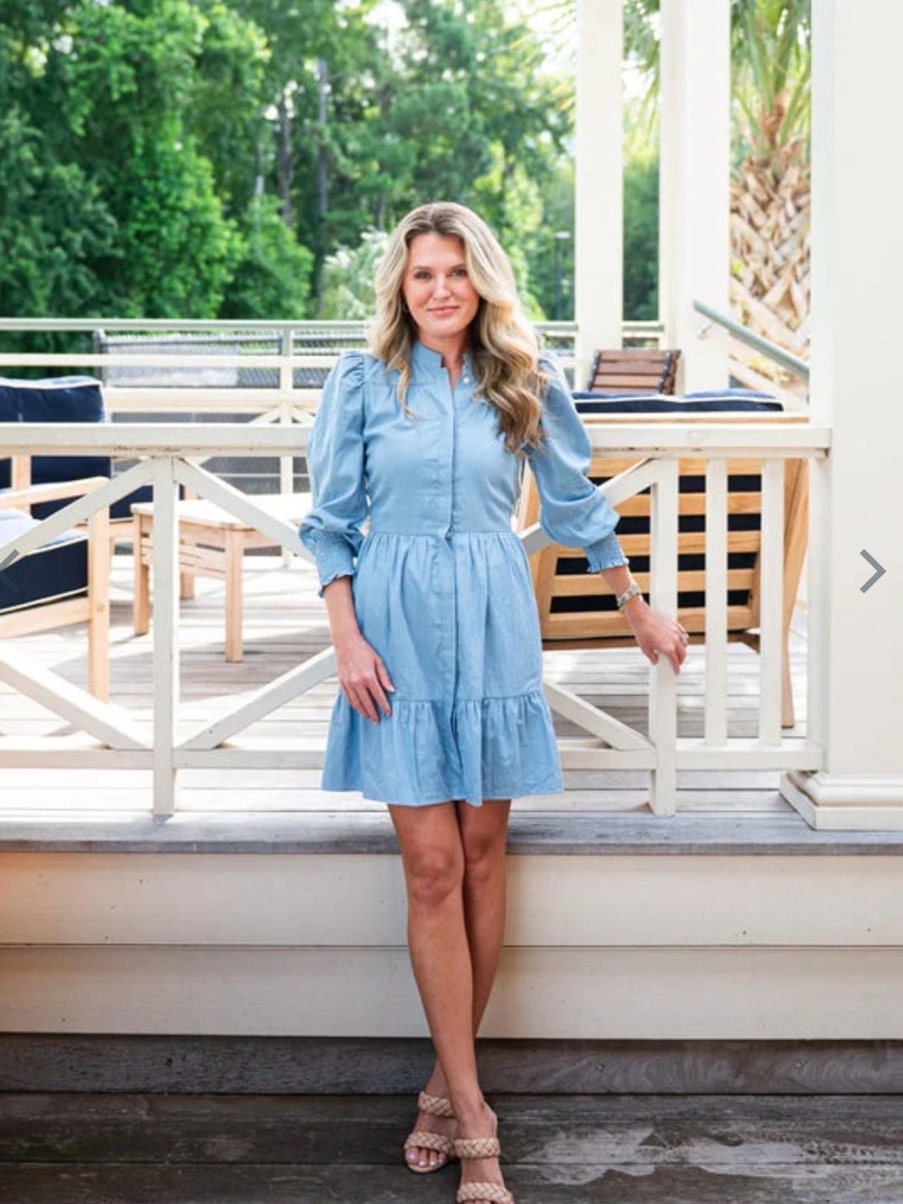 Sail to Sable Powder Blue Puff-Sleeve Tiered Mini Dress